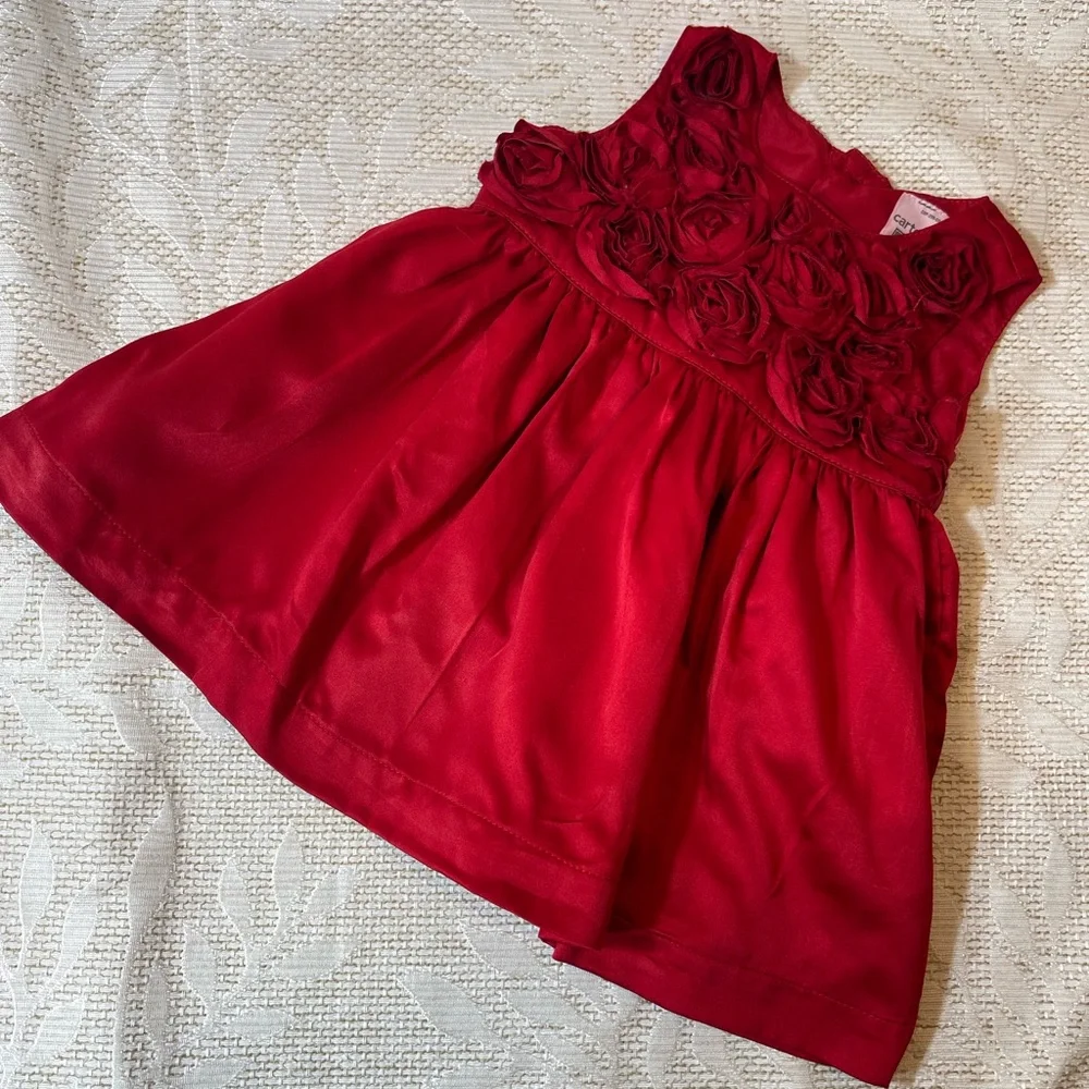 Carters Baby Girl Dress Red Floral Size 3 Months